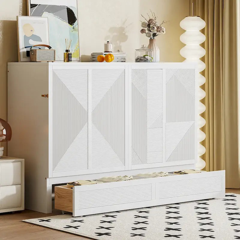 Queen Murphy Bed with Drawer, USB Ports and Outlets