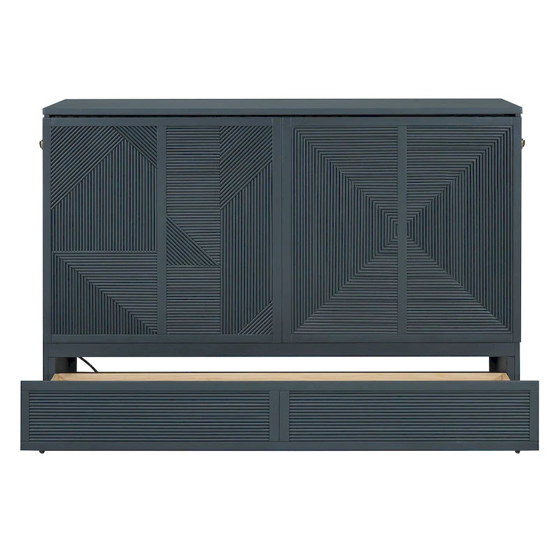 Queen Murphy Bed with Drawer, USB Ports and Outlets