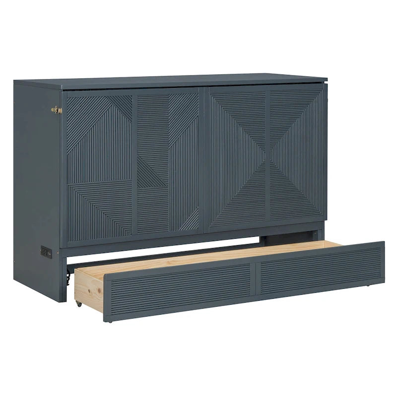 Queen Murphy Bed with Drawer, USB Ports and Outlets