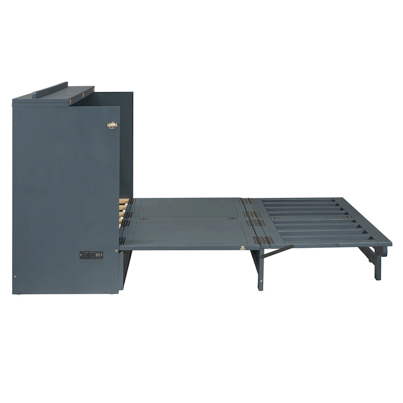 Queen Murphy Bed with Drawer, USB Ports and Outlets
