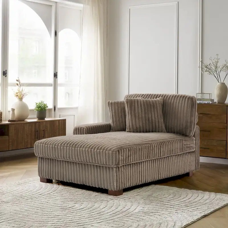 Upholstered Chaise Lounge with Adjustable Headrest