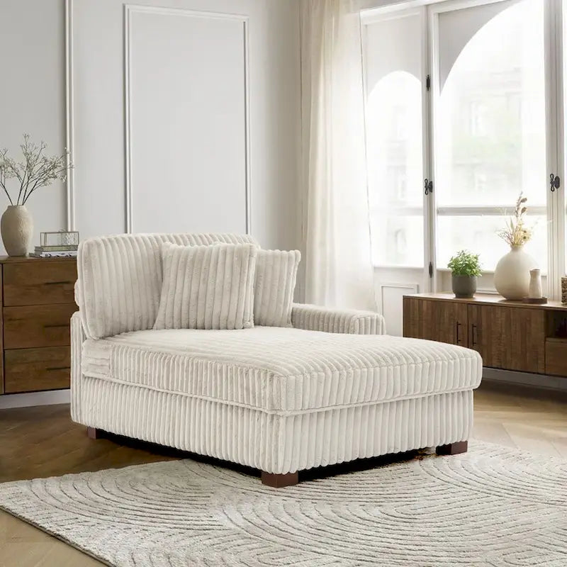 Upholstered Chaise Lounge with Adjustable Headrest