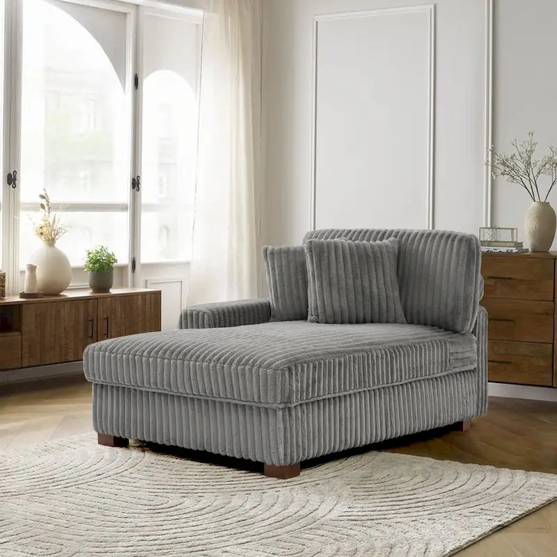 Upholstered Chaise Lounge with Adjustable Headrest