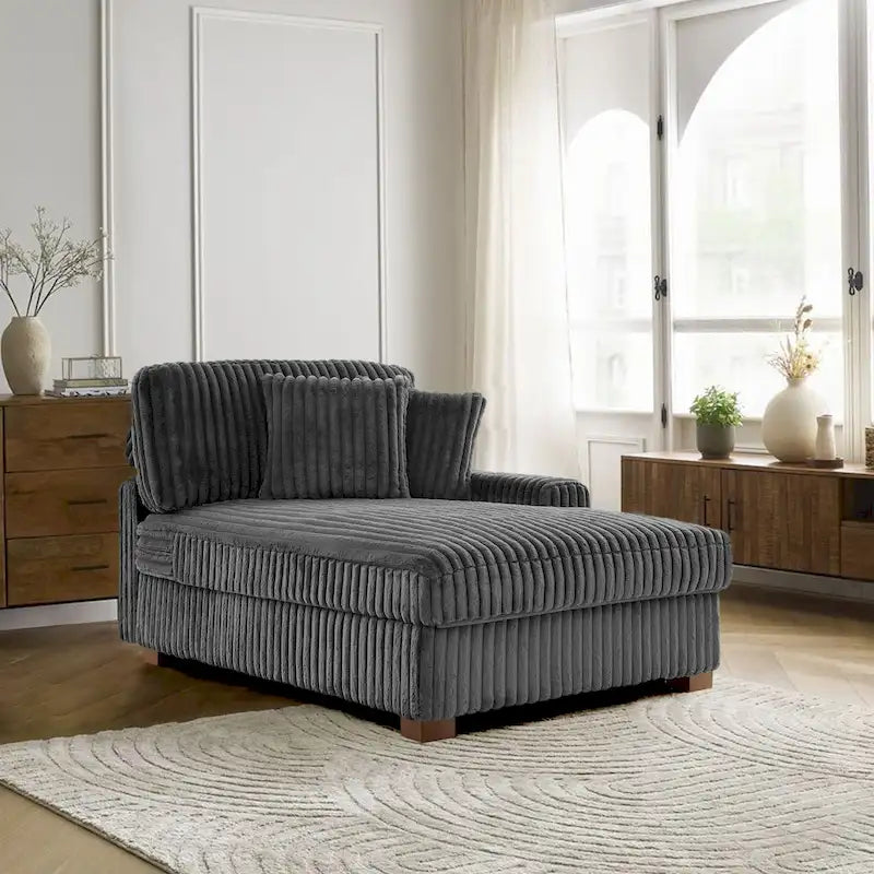 Upholstered Chaise Lounge with Adjustable Headrest