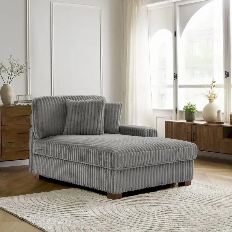 Upholstered Chaise Lounge with Adjustable Headrest