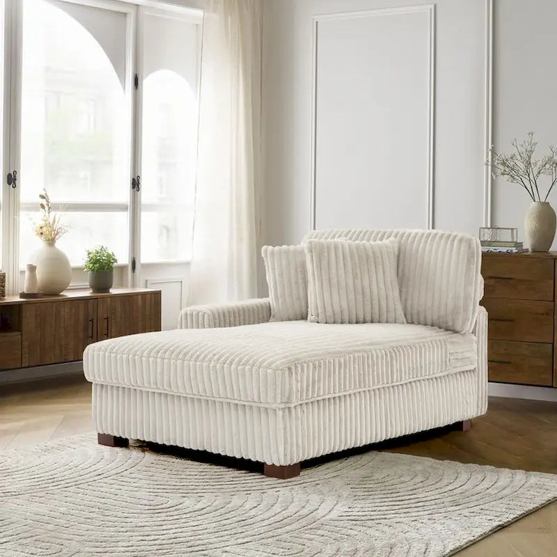 Upholstered Chaise Lounge with Adjustable Headrest