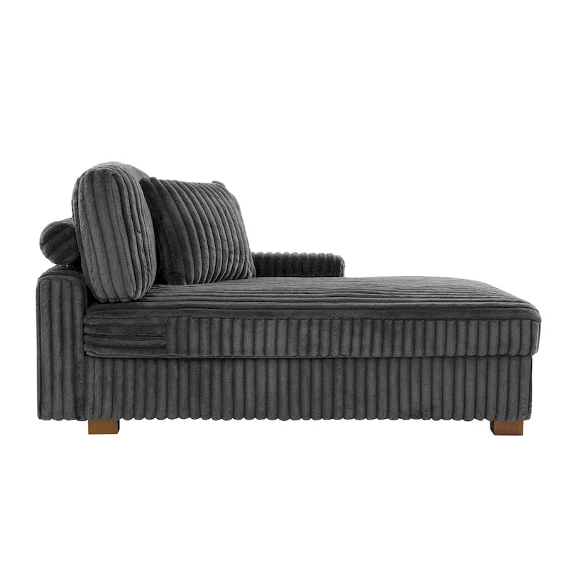 Upholstered Chaise Lounge with Adjustable Headrest