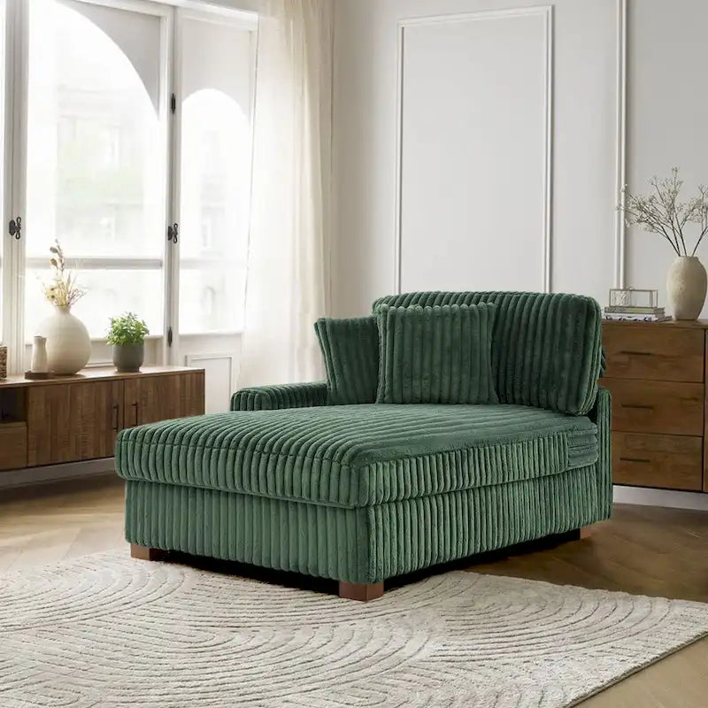 Upholstered Chaise Lounge with Adjustable Headrest