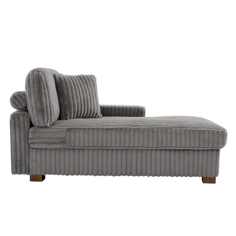 Upholstered Chaise Lounge with Adjustable Headrest