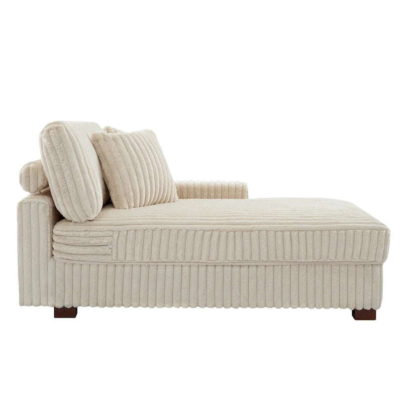 Upholstered Chaise Lounge with Adjustable Headrest