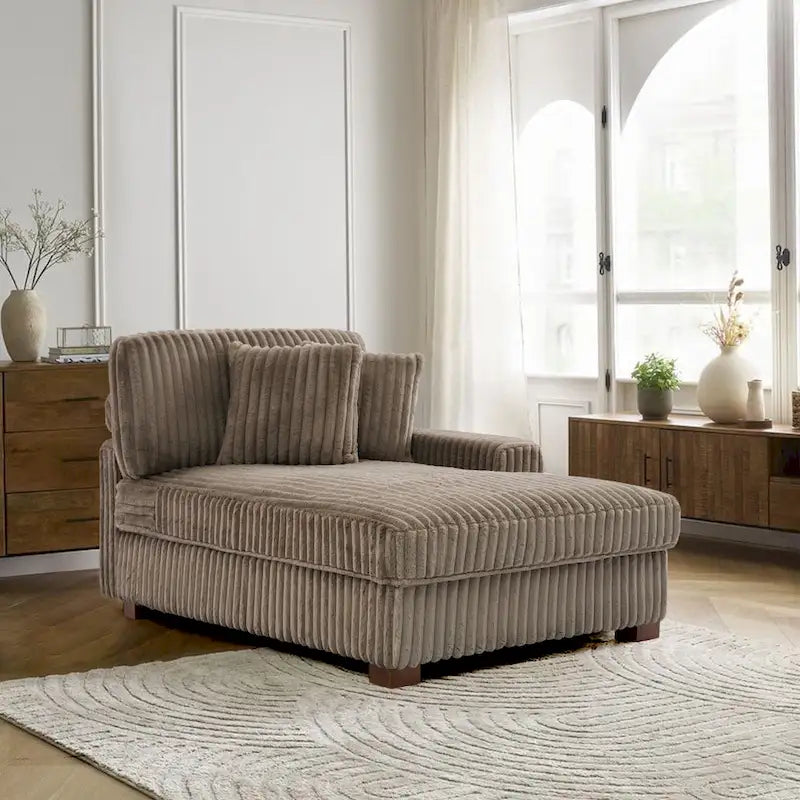 Upholstered Chaise Lounge with Adjustable Headrest