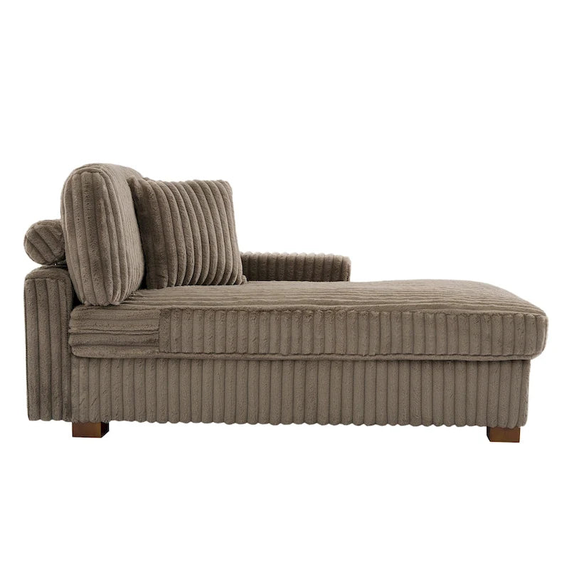 Upholstered Chaise Lounge with Adjustable Headrest