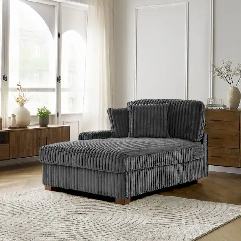 Upholstered Chaise Lounge with Adjustable Headrest