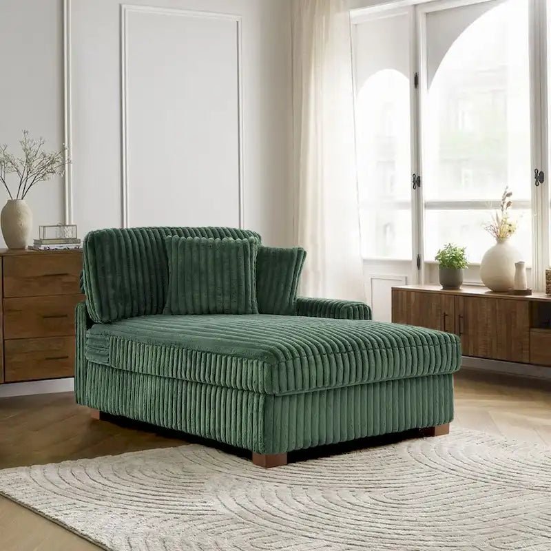 Upholstered Chaise Lounge with Adjustable Headrest