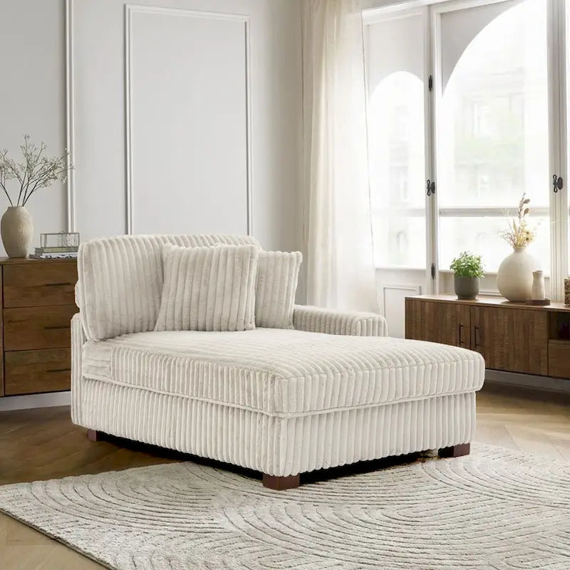 Upholstered Chaise Lounge with Adjustable Headrest