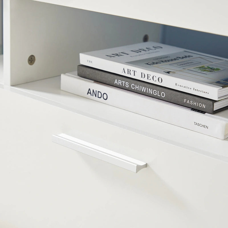 White TV Stand with RGB LED Lights for TVs up to 55 Inches