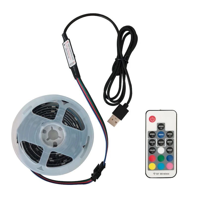 White TV Stand with RGB LED Lights for TVs up to 55 Inches