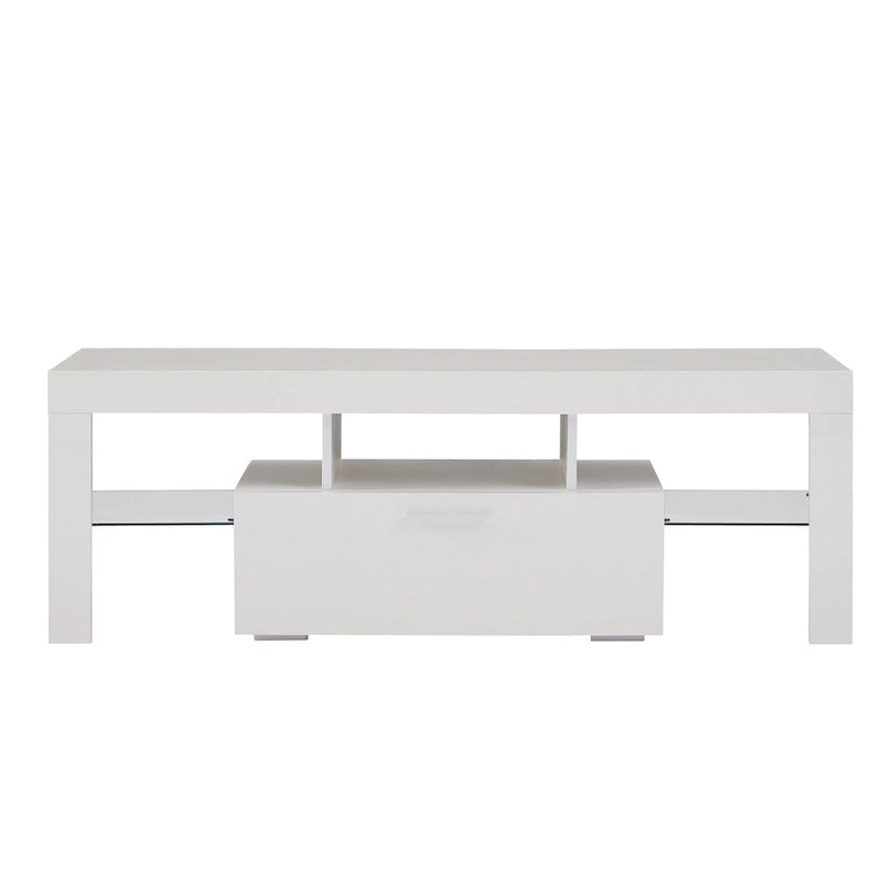 White TV Stand with RGB LED Lights for TVs up to 55 Inches
