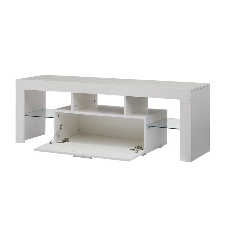 White TV Stand with RGB LED Lights for TVs up to 55 Inches