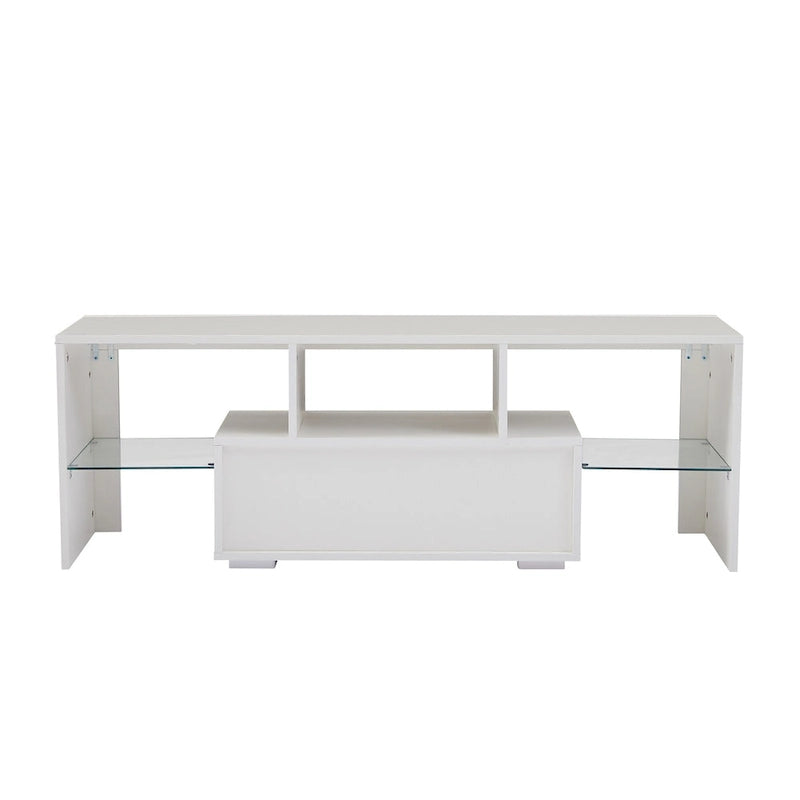 White TV Stand with RGB LED Lights for TVs up to 55 Inches