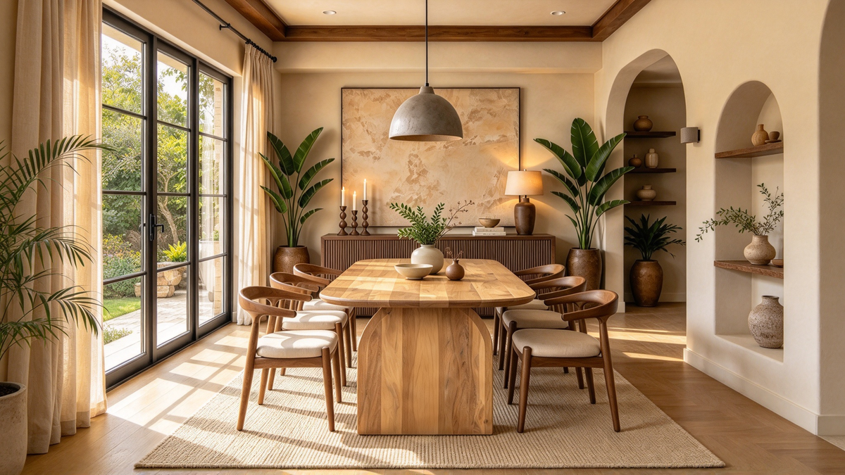 Oval Mango Wood Dining Table with Arched Legs, 86.5 Inches