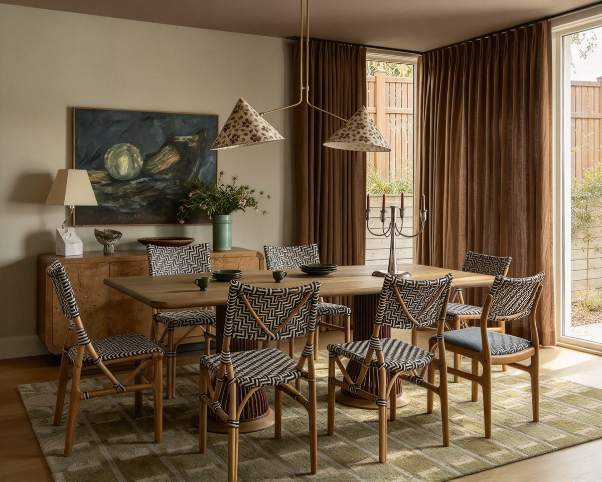 Chaise de salle à manger en rotin tressé de style bistro français