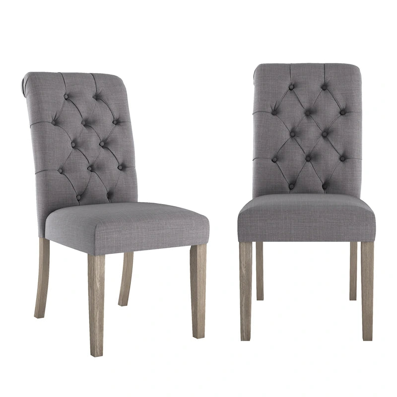 Tufted Rolled-Back Parsons Dining Chairs, Set of 2