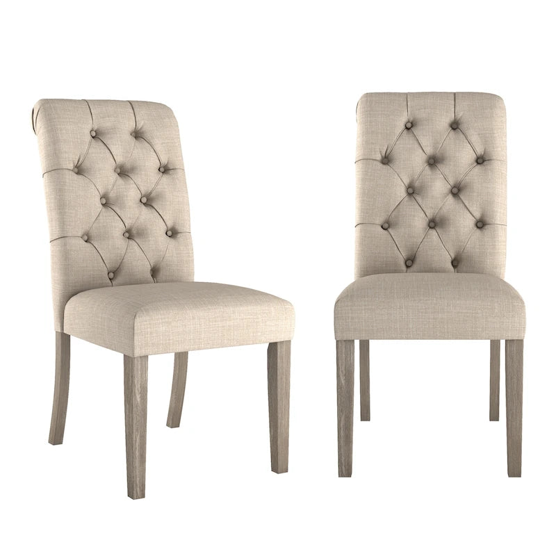 Tufted Rolled-Back Parsons Dining Chairs, Set of 2
