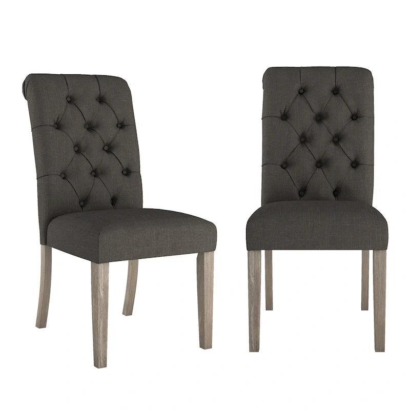 Tufted Rolled-Back Parsons Dining Chairs, Set of 2