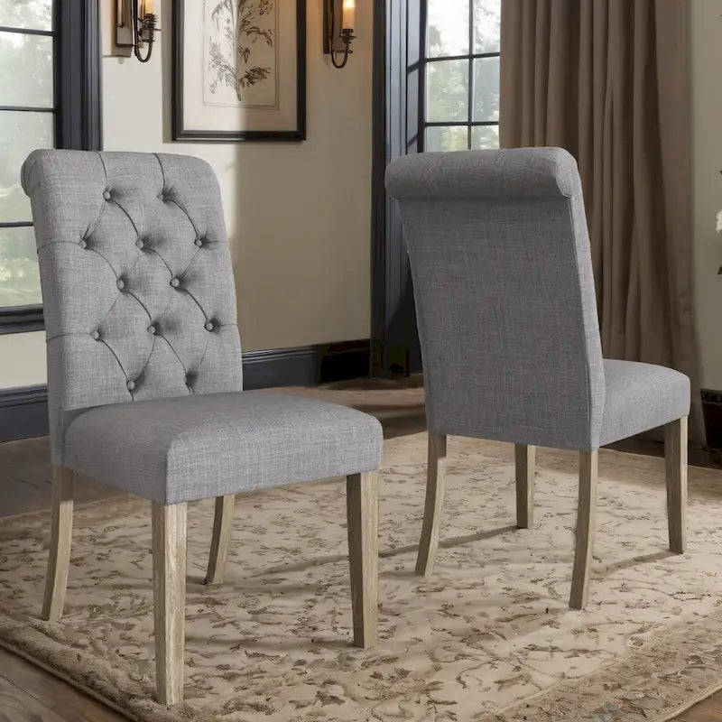 Tufted Rolled-Back Parsons Dining Chairs, Set of 2