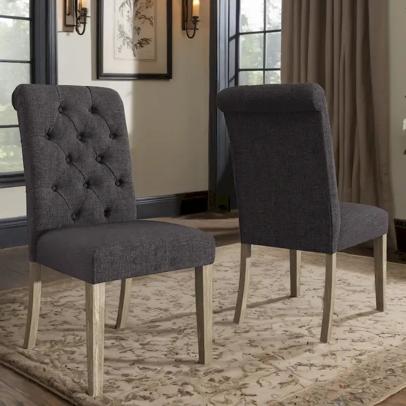 Tufted Rolled-Back Parsons Dining Chairs, Set of 2