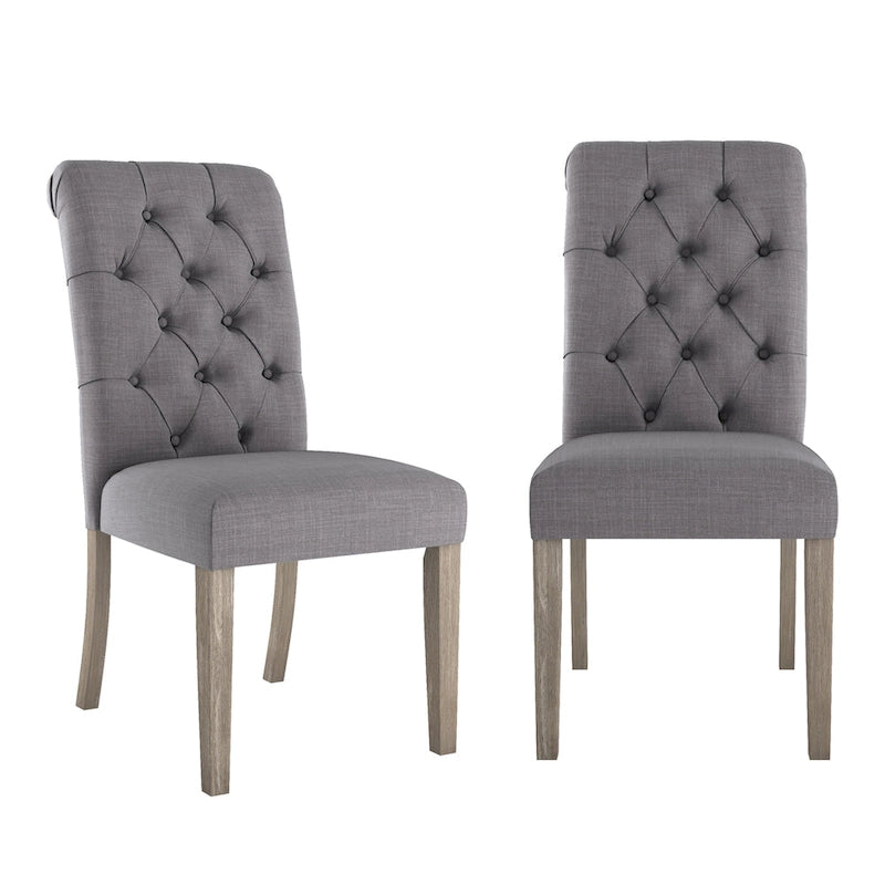 Tufted Rolled-Back Parsons Dining Chairs, Set of 2