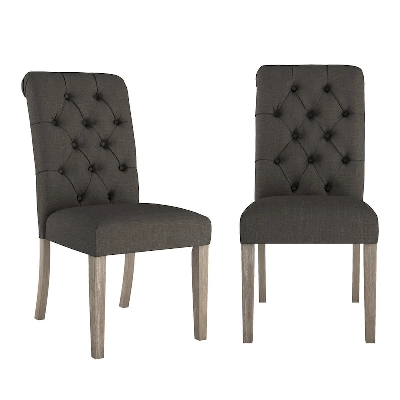 Tufted Rolled-Back Parsons Dining Chairs, Set of 2