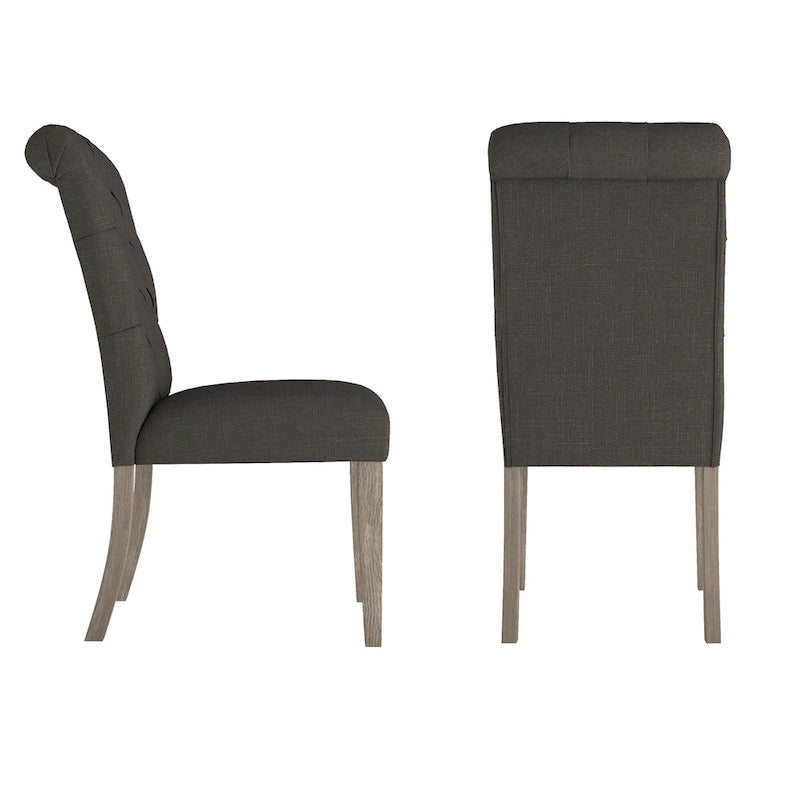 Tufted Rolled-Back Parsons Dining Chairs, Set of 2