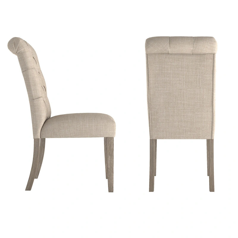 Tufted Rolled-Back Parsons Dining Chairs, Set of 2