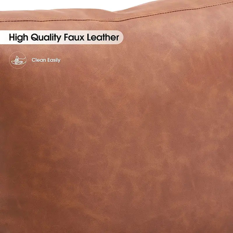 Modern Faux Leather Accent Chair with Wood Armrests