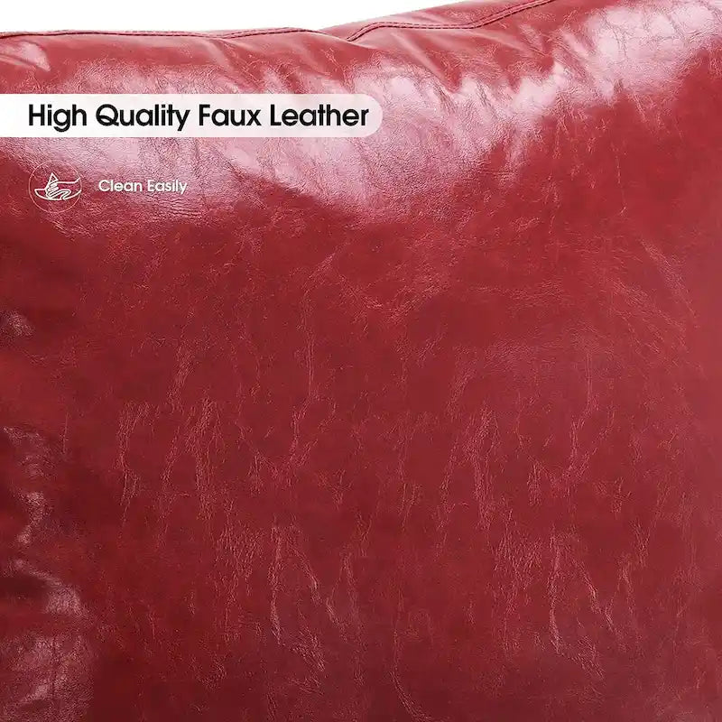 Modern Faux Leather Accent Chair with Wood Armrests