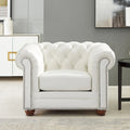 Top-Grain Leather Chesterfield Accent Chair