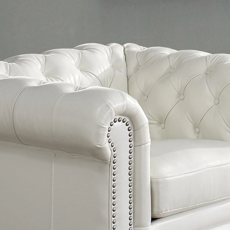 Top-Grain Leather Chesterfield Accent Chair