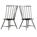 High-Back Metal and Wood Dining Chairs, Set of 2