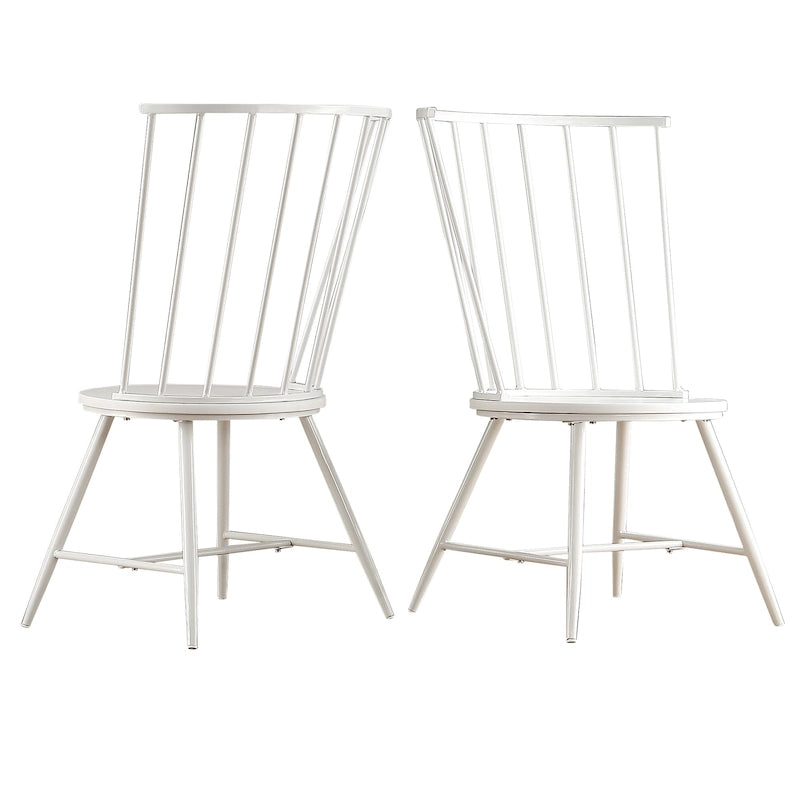 High-Back Metal and Wood Dining Chairs, Set of 2