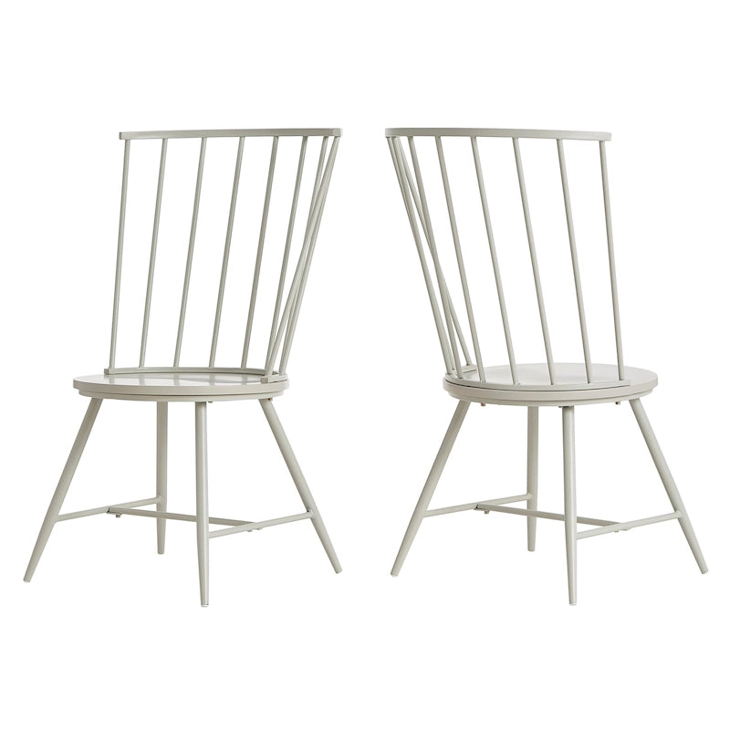 High-Back Metal and Wood Dining Chairs, Set of 2