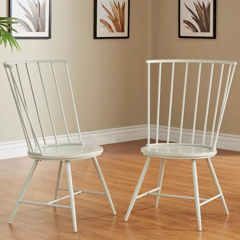 High-Back Metal and Wood Dining Chairs, Set of 2