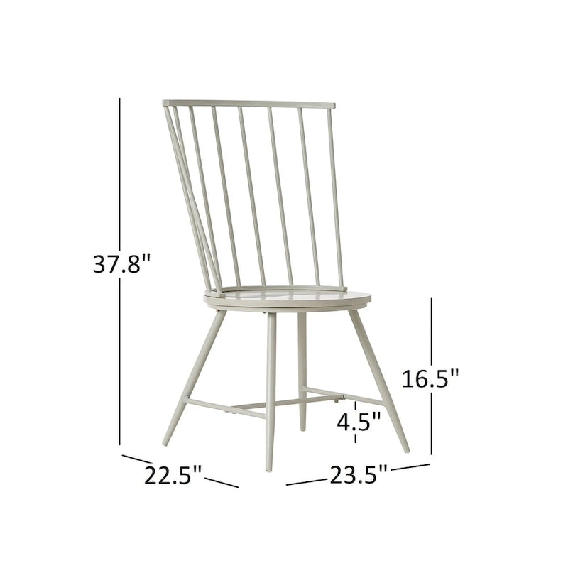 High-Back Metal and Wood Dining Chairs, Set of 2