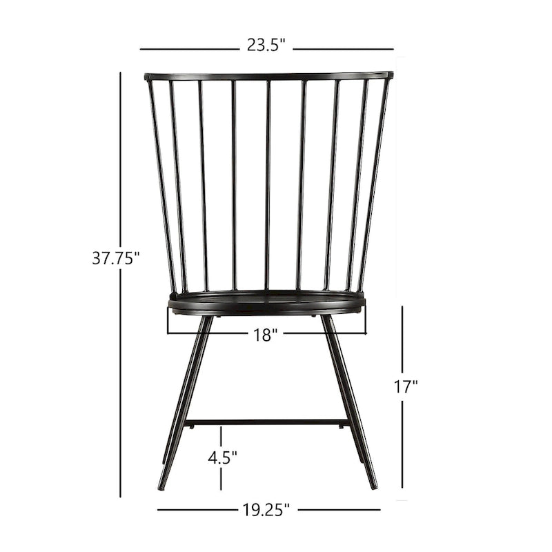 High-Back Metal and Wood Dining Chairs, Set of 2