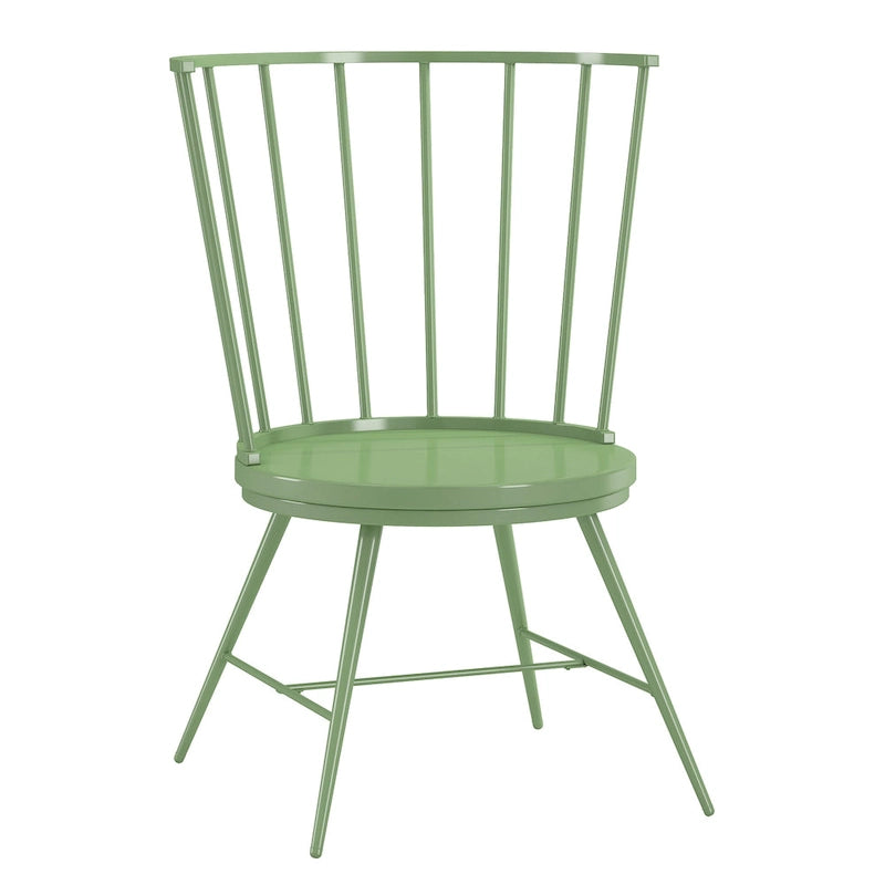 High-Back Metal and Wood Dining Chairs, Set of 2