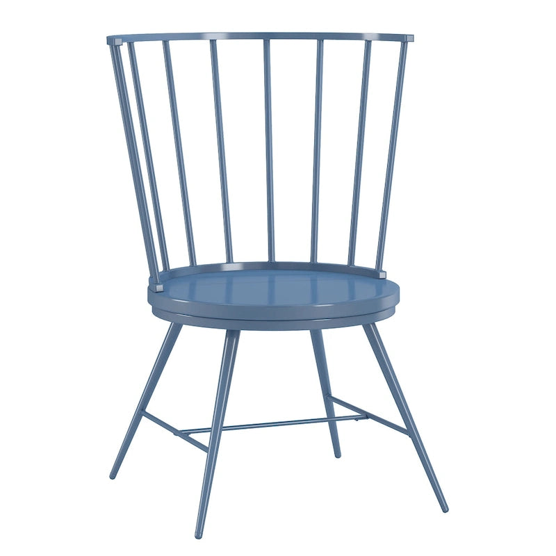 High-Back Metal and Wood Dining Chairs, Set of 2