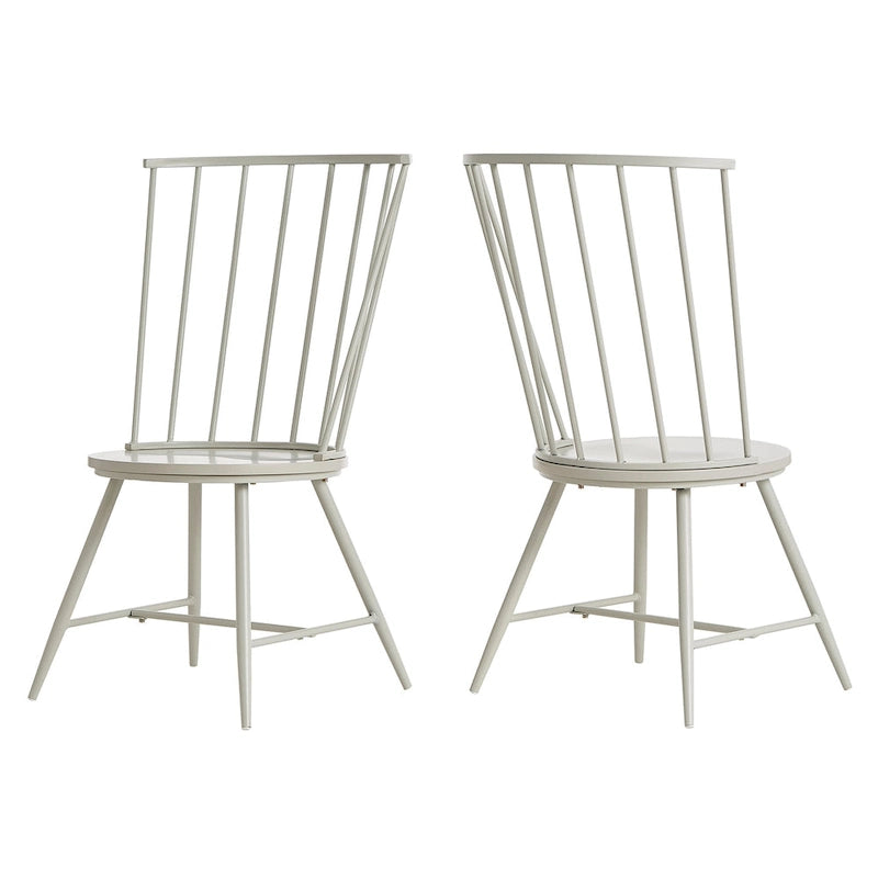 High-Back Metal and Wood Dining Chairs, Set of 2