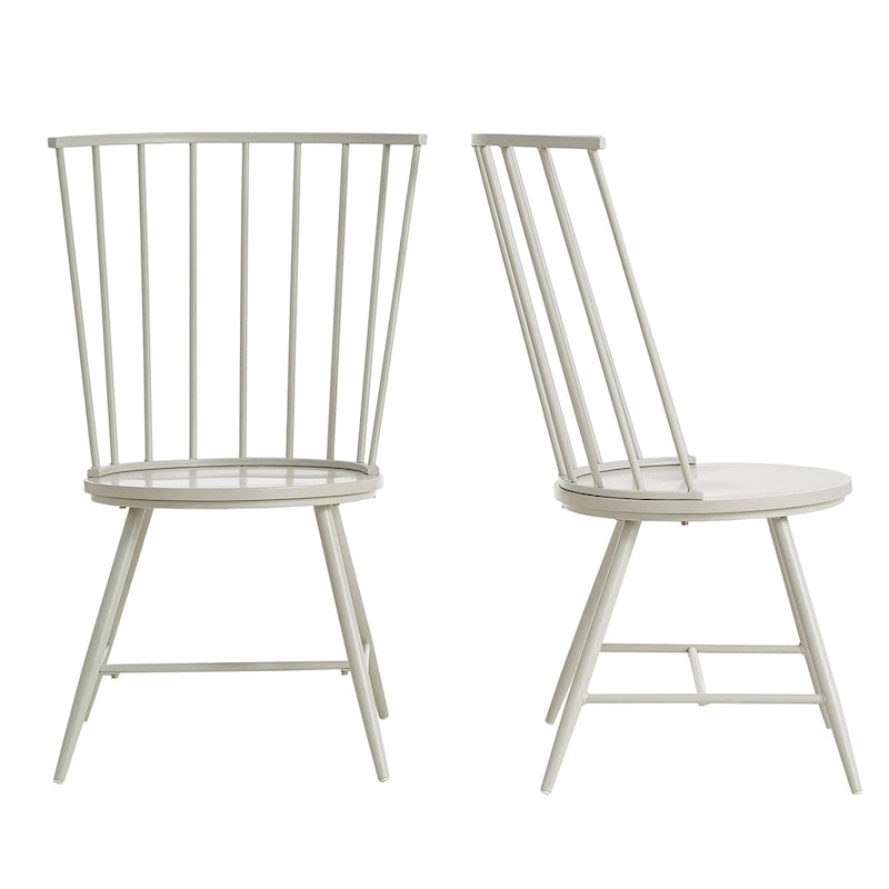 High-Back Metal and Wood Dining Chairs, Set of 2
