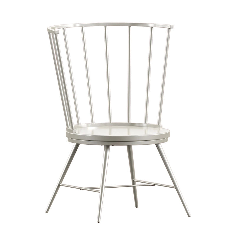 High-Back Metal and Wood Dining Chairs, Set of 2